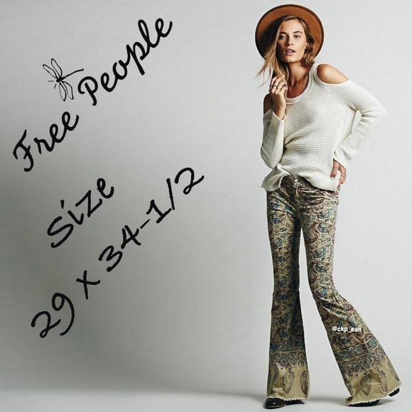 Free People Denim - Free People New Delhi Border Flare Corduroy Size 29